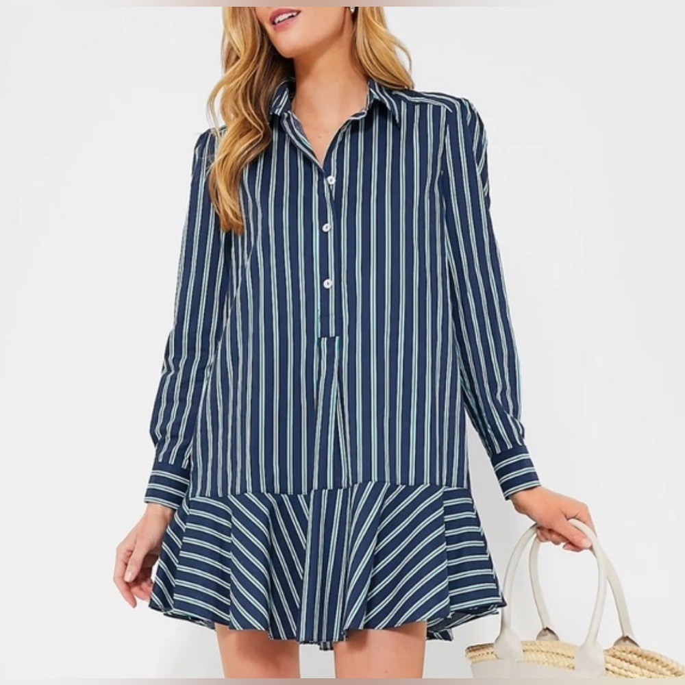 Striped Navy Blue Shirt Dress